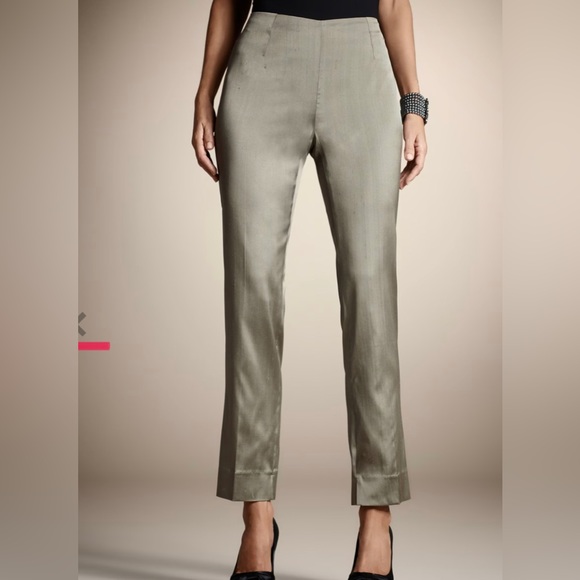 Chicos Shantung Ava Muted Olive Ankle Pants NWOT 0.5 - Picture 9 of 10